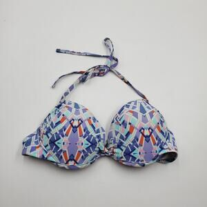 Xhilaration Geometric Print Halter Bikini Top Size L